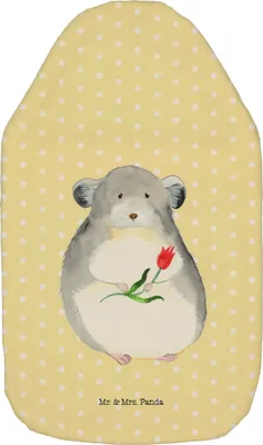 Produktbild von Mr. & Mrs. Panda Wärmflasche Chinchilla Blume - Gelb Pastell - Geschenk, Bettflaschen, Büro, Chinchillas, Lustige Sprüche, mit Bezug, Wärmflaschen, Bettflasche, Chaos