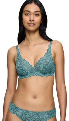 Imagen del producto de Triumph Amourette, encaje floral, copa suave, color turquesa, con aros, estampado, tono turquesa suave, para mujer