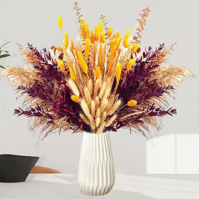 Produktbild von Pampasgras Trockenblumen Deko 100 Stück Natürliche Flauschige Blumen