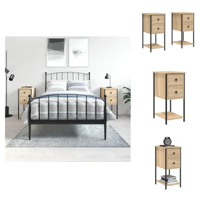 Immagine prodotto di vidaXL Comodini 2 pezzi rovere Sonoma 32x42x70 cm materiale a base di legno - Comodini