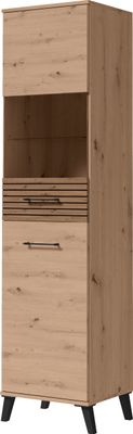 Albello Möbelschrank Kleiderschrank mit Möbelvitrine Carli Schlafzimmerschrank Kleiderschrank für das Wohnzimmer Eiche Schwarz 48x191x40