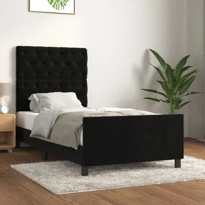 Produktbild von The Living Store Bettgestell mit Kopfteil Schwarz 80x200 cm Samt