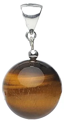 Produktbild von Anhänger Kugel aus echtem Tigerauge & 925 Silber braun glatt Kettenanhänger für Damen