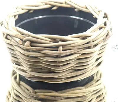 Produktbild von VAN DER LEEDEN DRYPOT® Rattan Pflanzschale Grau Ø 40 cm - Sylter Körbe