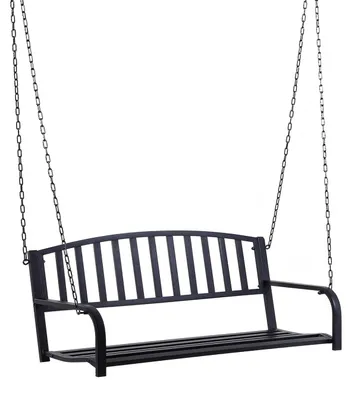 Zdjęcie produktu dla Hollywood Huśtawka Huśtawka Ogrodowa Wisząca Ławka 2-Osobowa Huśtawka Ławka Z Łańcuchami Metal Czarny 127 X 60 X 53 Cm