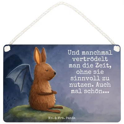 Produktbild von Mr. & Mrs. Panda holzbild Fledermaus Sitzen Design DIN A5 - Weiß - Geschenk, Holzschild, Fledermäuse, Lustige Sprüche, Schild, Deko Wandbild, Entspannen, Holz, Türschild