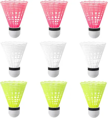 Imagen del producto de Pelotas de bádminton Federbälle de plástico, 12 unidades, de colores variados, para uso en interiores y exteriores