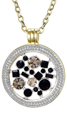 Produktbild von Morella Damen Halskette gold 70 cm Edelstahl und Zirkonia Anhänger mit Coin Universum 33 mm im Schmuckbeutel