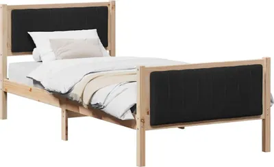 Productafbeelding van Bedframe Bruin en zwart 90 x 190 cm Massief grenenhout