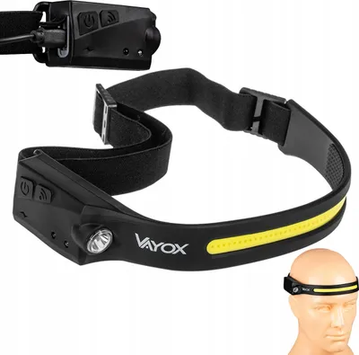 Produktbild von Vayox Latarka Czołowa VA0128 | COB + XPE | 350lm | Czujnik Gestów | Czarna