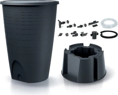 Obrázek produktu pro Sud na dešťovou vodu s podstavcem a příslušenstvím PERUNO SET antracit 260l