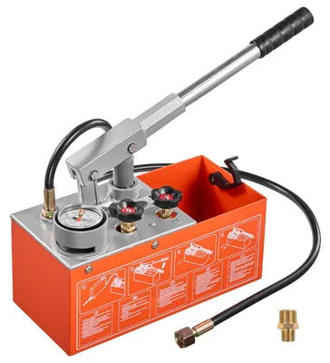 Produktbild von Hydraulische Abdrückpumpe - Handdruckpumpe - Druckprüfpumpe - 6,06-l-Tank - 0–30 bar - Doppelventil - Manometer - für Rohrleitungen, Wasserleitungen und Heizungen
