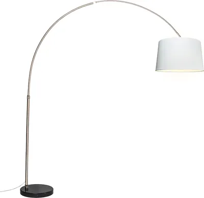 Produktbild von Bogenleuchte Stahl STOffschirm Weiß 45 cm XXL