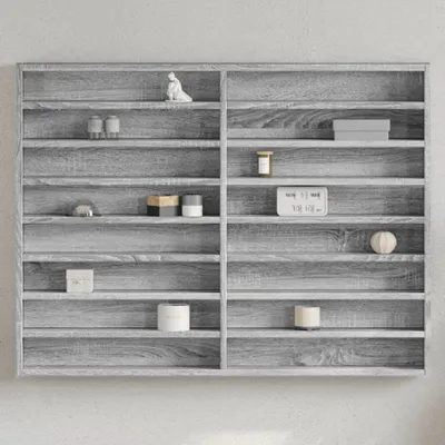 Obrázek produktu pro Vitrína Grey Sonoma 100x8,5x75 cm Materiál na bázi dřeva