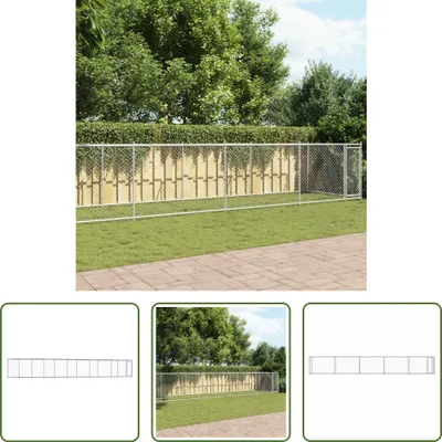 Image de The Living Store Enclos pour chiens avec porte Gris 10x2x1,5 m Acier galvanisé
