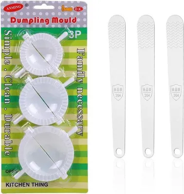 Productafbeelding van Wontonvorm dumplingmaker 3 stuks 10 cm 8 cm 7 cm met 3 vleespetels raviolivorm deegzakvorm