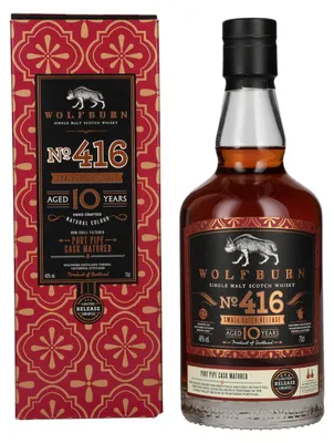 Image de Wolfburn 10 Years Old No. 416 Small Batch Release Single Malt Scotch Whisky 46% Vol. 0,7l en boîte cadeau