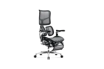 Obrázek produktu pro Kancelářská židle Diablo Brave V-Kinetic Ergonomická kancelářská židle Manažerská židle s podnožkou 5D Síťované bederní opěrky Nastavitelný sedák Nosnost až 120 kg, Barva: Černá