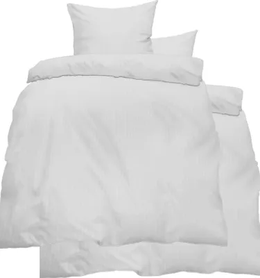 Produktbild von 4-tlg. Seersucker Bettwäsche 2x 135x200 + 2x 80x80 cm, uni einfarbig, weiß, Reissverschluß, bügelfrei