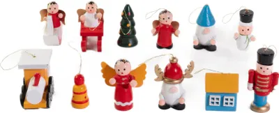 Immagine prodotto di Set di decorazioni natalizie in legno, 12 pezzi