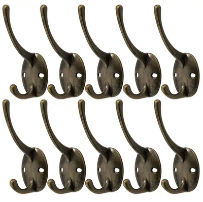 Produktbild von Kleiderhaken Vintage Bronze, 10 Stück Wandhaken Metall Doppelhaken