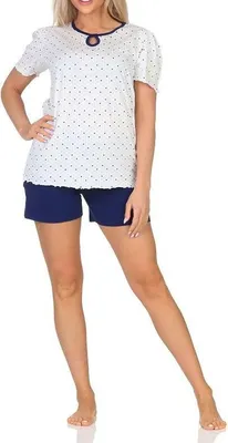 Obrázok produktu pre Normann dámske pyžamové kraťasy s krátkym rukávom v bodkovanom vzhľade - aj v plus size ; navy , 52