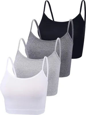 Produktbild von Cropped Tanktops Damen, Spaghettiträger, 4er Set, Basic Sport, für Freizeit
