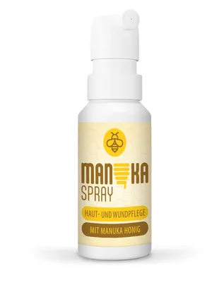 Produktbild von Manuka Spray 50 ml für Hunde & Katzen: Pflegespray mit MGO 400 Manuka-Honig, Beruhigt gereizte Haut, Lindert Juckreiz & fördert Hautregeneration, Ein