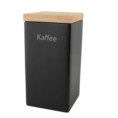 Produktbild von CONTINENTA Vorrats-Dose schwarz matte Keramik mit Holzdeckel Silikonring ca. 1200 ml | CON-03714000