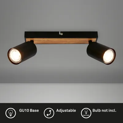 Immagine prodotto di Faretti da soffitto Lampada da soffitto Lampada da soffitto per camera da letto orientabile a 2 luci in legno