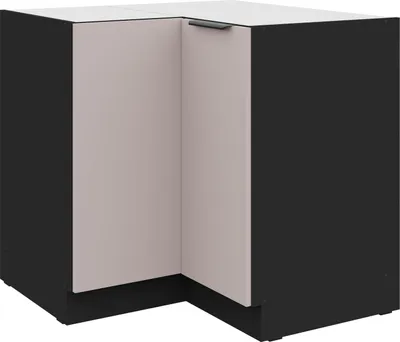 Produktbild von Küchen Eckunterschrank 90x90 cm Küche ARONA Kaschmir beige matt + Schwarz matt Küchenzeile Küchenblock Einbauküche