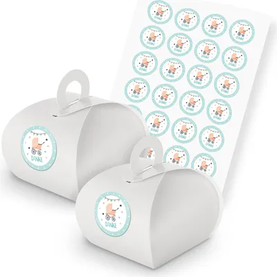 Produktbild von itenga SET 24x Geschenkschachtel mit Griff weiß + Stickerbogen (Motiv 136)