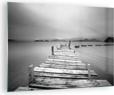 Produktbild von Bilder auf glas - Brücke See - 70x50cm - Glasbilder - Wandbilder - Bilder - Kunstdruck - zum Aufhängen bereit - Wanddekoration aus Glas - Glas Bilder - Wandbild auf Glas - Einteilig - GAA70x50-3523