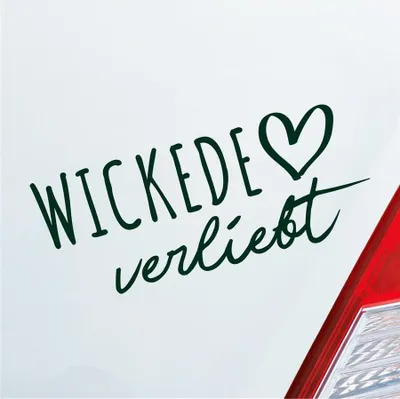 Produktbild von Auto Aufkleber Hellweg Druckerei Wickede verliebt Herz Gemeinde Liebe Car 19x19 cm Dunkelgrün Sticker Heckscheibenaufkleber