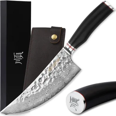 Immagine prodotto di Coltello da cucina in acciaio damasco, lama di 20,5 cm, manico in legno