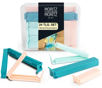 Produktbild von Moritz & Moritz 24 Tütenverschlussclips, inkl. Box, für Lebensmittelaufbewahrung, auch für Gefrierbeutel