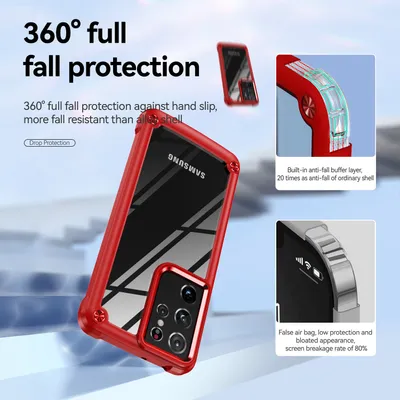 Produktbild von Samsung S21 Ultra 5G Hülle, Hybrid Transparente PC Robust TPU Bumper Stoßfest Schutzhülle für Samsung Galaxy S21 Ultra 5G Rot