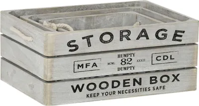 Immagine prodotto di Milani Home - set 3 cassette in legno grigio, portatutto decorativo, stile industrial, 35 x 25 x 15 cm
