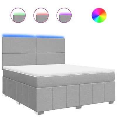 Produktbild von Boxspringbett mit Matratze Hellgrau 180x200 cm Stoff