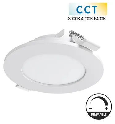Produktbild von 6W Dimmbare LED Panel Einbaupanel Einbauleuchte Slim Panel rund CCT 3000K 4200K 6400K 6 Watt