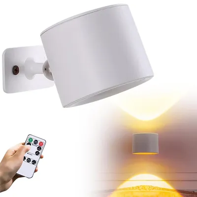Produktbild von Kabellos Akku Wandlampe,Magnetisch Wandleuchte,Leselampe Dimmbar,mit Fernbedienung,360° Drehbar, 3 Farbtemperaturen, Weiß