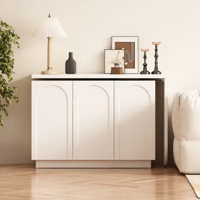 Produktbild von okwish Schreibtisch 360° drehbaren Frisiertisch Eck-Computertisch klappen-Barschrank,Weiß