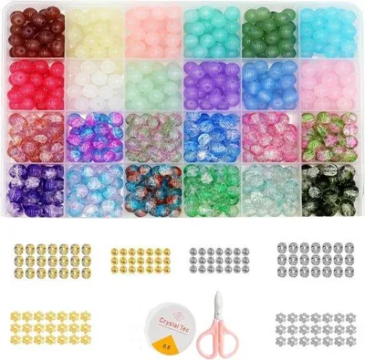 Produktbild von Famanu Kristallperlen Set 750 Stück – 8 mm Glasperlen in 24 Farben – Für Schmuckherstellung