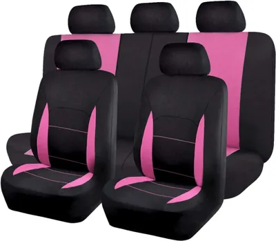 Produktbild von Autositzbezüge Komplettset, Polyester, schwarz rosa, Universalgröße, für Auto