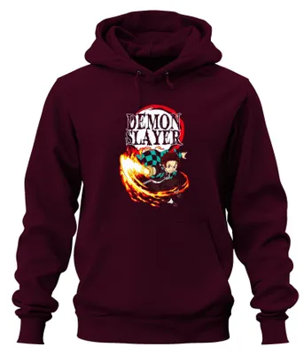 Immagine prodotto di Demon Slayer Tanjiro Kamado Hinokami Kagura Anime Gift Unisex Felpa con cappuccio, Borgogna, M
