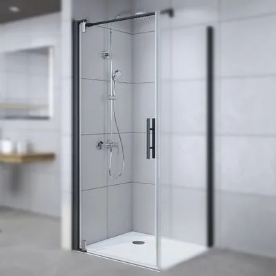 Produktbild von Drehtür für Seitenwand Breuer Europa Design 90 cm Anschlag links Klarglas Profilfarbe schwarz