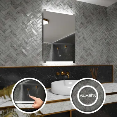 Produktbild von Badspiegel mit LED Beleuchtung und Touch-Schalter - Hobart - 70 cm, 80 cm
