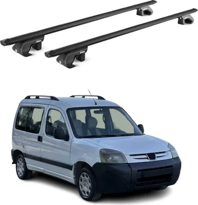 Image de Barres de toit transversales pour Peugeot Partner I 2001-2007 Alu Noir 2x ABE