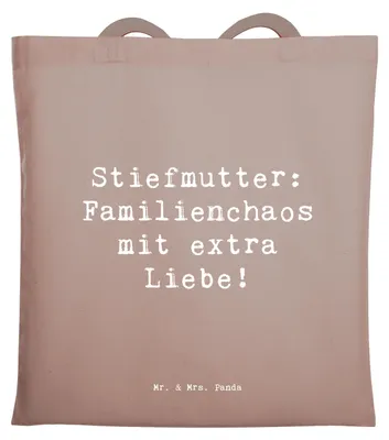 Produktbild von Mr. & Mrs. Panda Tote Bag Spruch Stiefmutter Liebe - Braun Pastell - Geschenk, Geburtstage, Tasche, dokumententasche, Geschenke, Uni, handgemacht, Wertschätzung, Familie