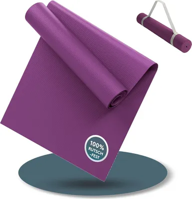 Produktbild von Yogamatte - Rutschfeste Fitnessmatte - 1 Stück - Anthrazit - 4 mm Dicke - 180x60 cm